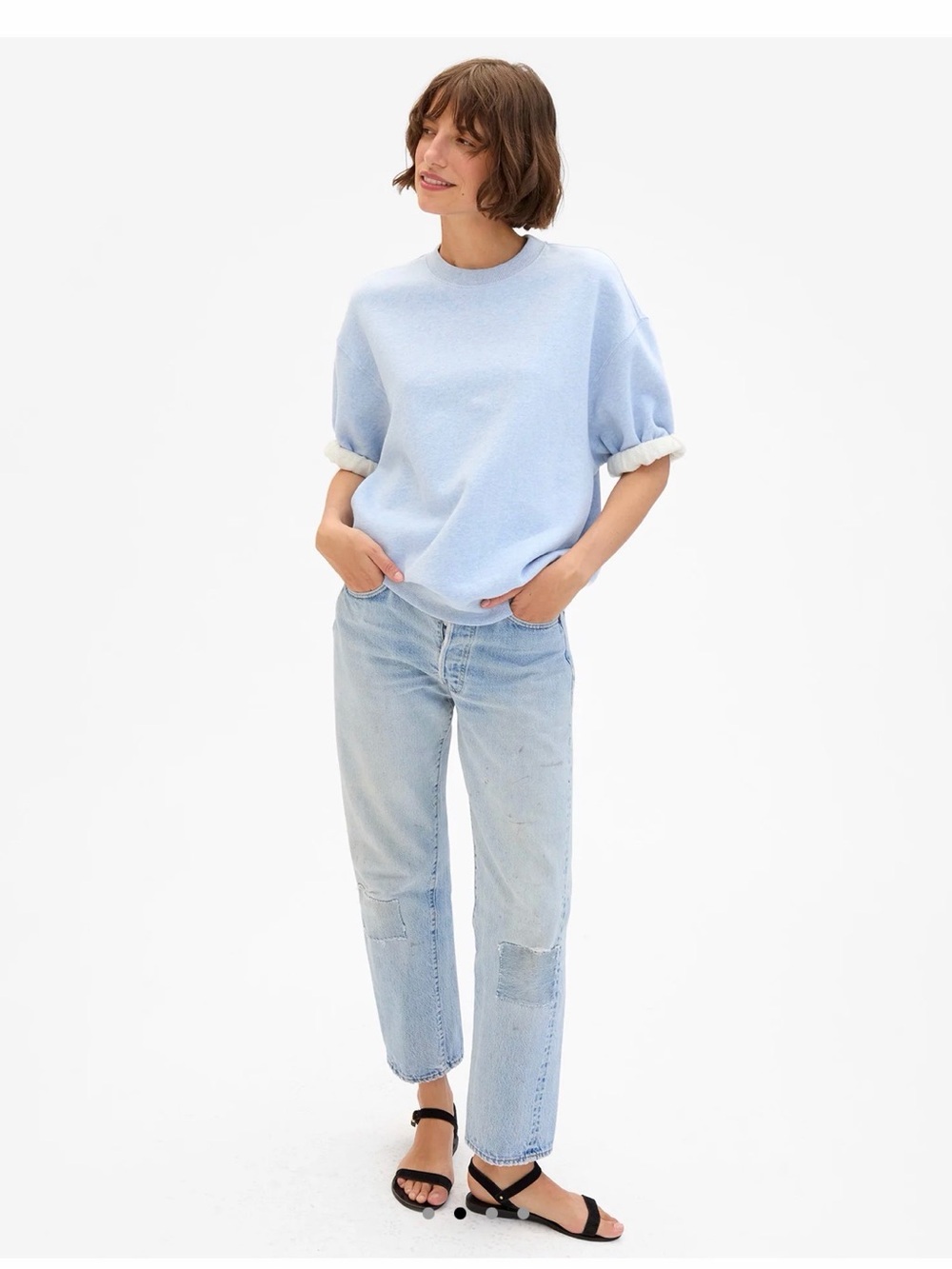 Clare V Sweatshirt Top Heather blue NWT SMALL $175 - Picture 3 of 11
